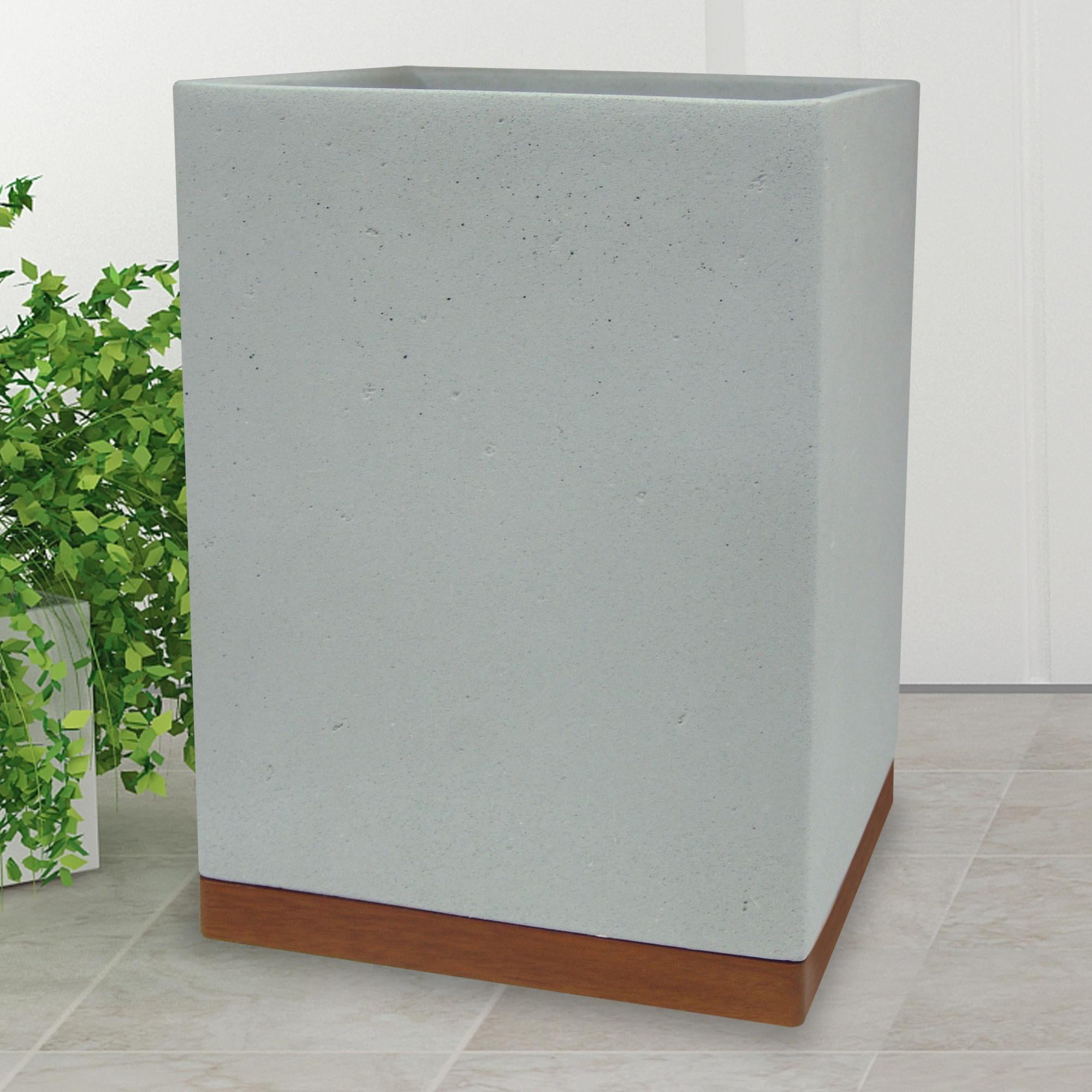 nu steel Concrete, Made of Cement Small Trash Can Wastebasket, Garbage Container Bin for Bathrooms, Powder Rooms, Kitchens, Home Offices, Grey Stone/Brown (CON8H)