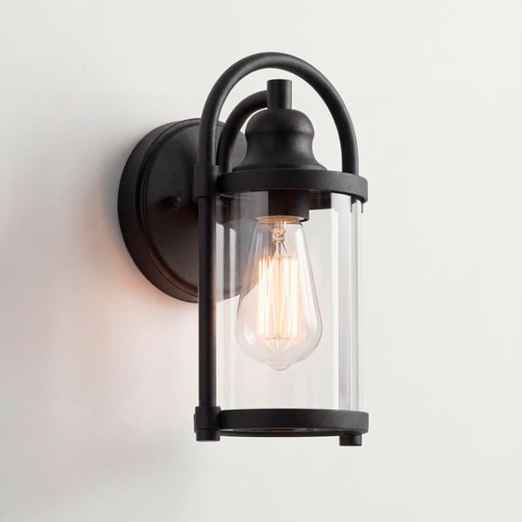 John Timberland Modern Outdoor Wall Light Fixture Black 10 1/4" Cylindrical Glass for Exterior House Porch Patio Deck Entryway