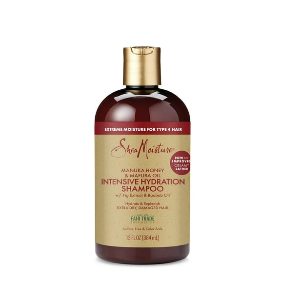 Pack of 2 Shea Moisture Manuka Honey and Mafura Oil Intensive Hydration Shampoo for Dry, Damaged Hair with Fig Extract & Baobab Oil Sulfate-Free 384 ml