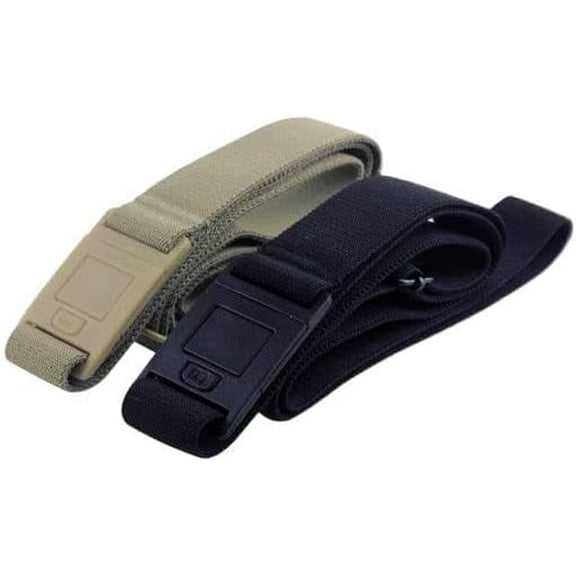 BELTAWAY No Show Elastic Belts for Women, Adjustable Elastic Belt with a Flat Belt Buckle, Sand, Plus Size, 2-Pack