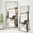 thumbnail image 2 of LAIYA Full Body Floor Mounted mirror, Wall Mounted or Wall Facing Aluminum irror, Large Rectangular Bedroom Mirror 65 "X22", Black, 2 of 7