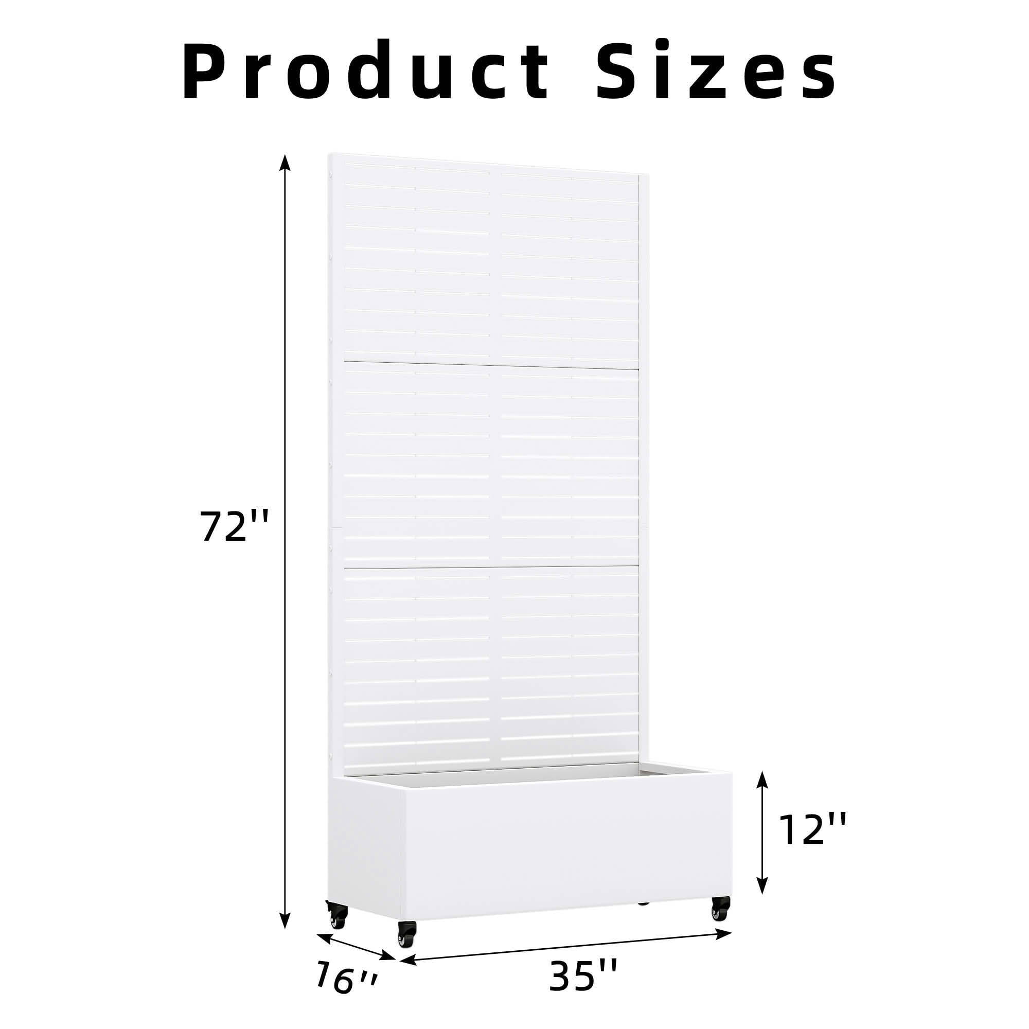 MAYEERTY 72x35x16 Inch White Metal Rectangular Planter Box with Trellis, 5 Piece Set for Outdoor Garden & Patio