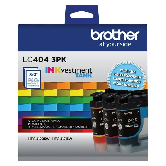 Brother Genuine LC4043PK 3-PackINKvestment Tank Printer Ink Cartridges –includes 1 cartridge each of Cyan, Magenta & Yellow