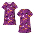 thumbnail image 5 of Salouo Halloween2 Print Short Sleeve Sleepshirt for Womens Comfy Nightgown Scoopneck Cute Nightdress Ruffle -Small, 5 of 7