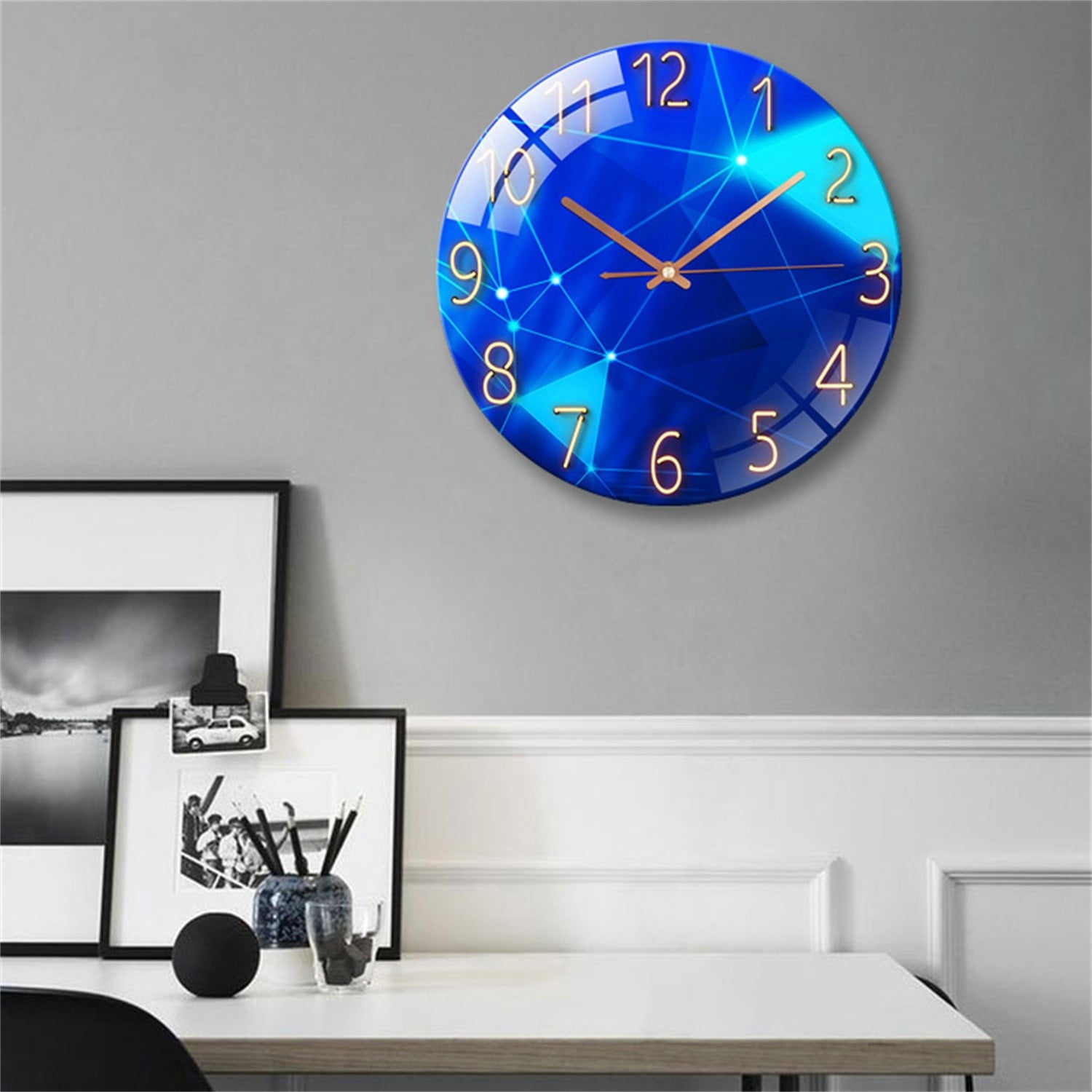 Pmedae Silent Radio Wall Clock Radio Clock Modern Design Wall Clock