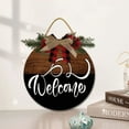 thumbnail image 2 of Eveokoki 11" Welcome Round Wooden Hanging Sign for Farmhouse Porch Decorations, Rustic Welcome Wreaths Sign with Greenery for Front Door Decoration, Wall Decor, Home Outdoor Indoor, 2 of 5