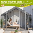 thumbnail image 2 of Magic Union Extra Large Catio Outdoor Cat Enclosure for Multiple Cats, Walk-in Cat House Cage with Waterproof Cover, 6 Platforms, 2 Condos & 2 Bridges, Chicken Coop Run, Rabbit Hutch, Pointed Roof, 2 of 8