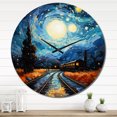 thumbnail image 1 of Designart Horloge Murale Surdimensionnée "Vincent s Perspective Blue Train Rails I" Transport, 1 of 6