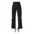 thumbnail image 5 of symoid Fall Cargo Pants Women- Street Style Fashion Design Sense Multi Pocket Overalls Drawstring StretchLow Rise Sports Pants Black L, 5 of 6