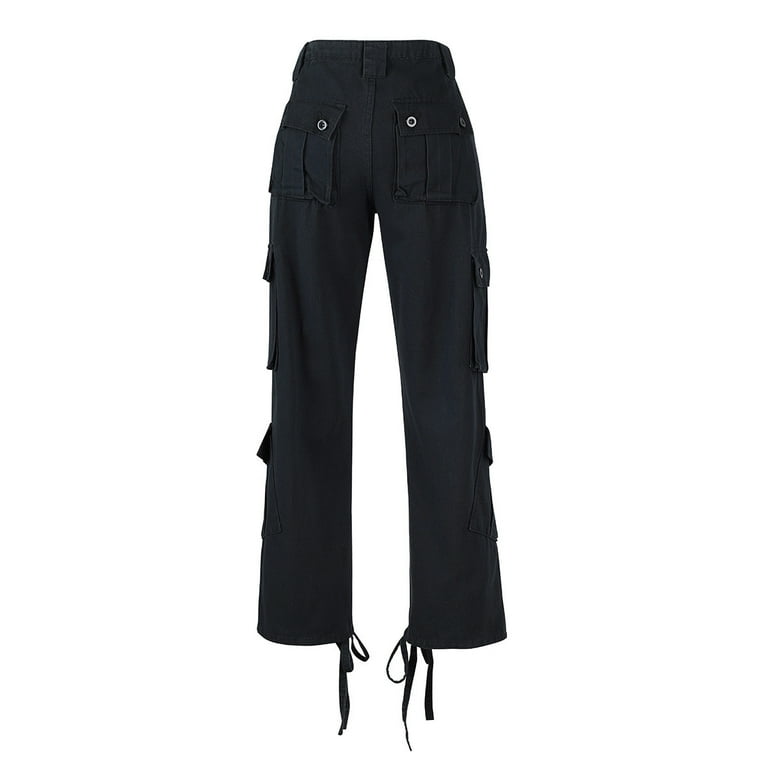 ★★ ★★ Here are the Black Loose Cargo Pants J2 Women's Baggy Cargo Pants Low Waist Zipper Loose Fit Wide
