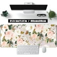 thumbnail image 2 of Pink Flowers Keyboard Pad PC Gaming Desk Mat Desk Mouse Pads Green Leaves Floral Mouse Pad Large, Computer XL Big Mousepad Deskpad Mat with Stitched Edge for Women Home Office Decor 31.5x11.8 in, 2 of 6