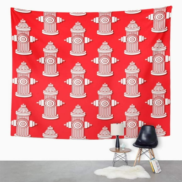 POGLIP Red Broken Pattern Fire Hydrants Calm City Construction Danger Wall Art Hanging Tapestry Home Decor for Living Room Bedroom Dorm 60x80 inch