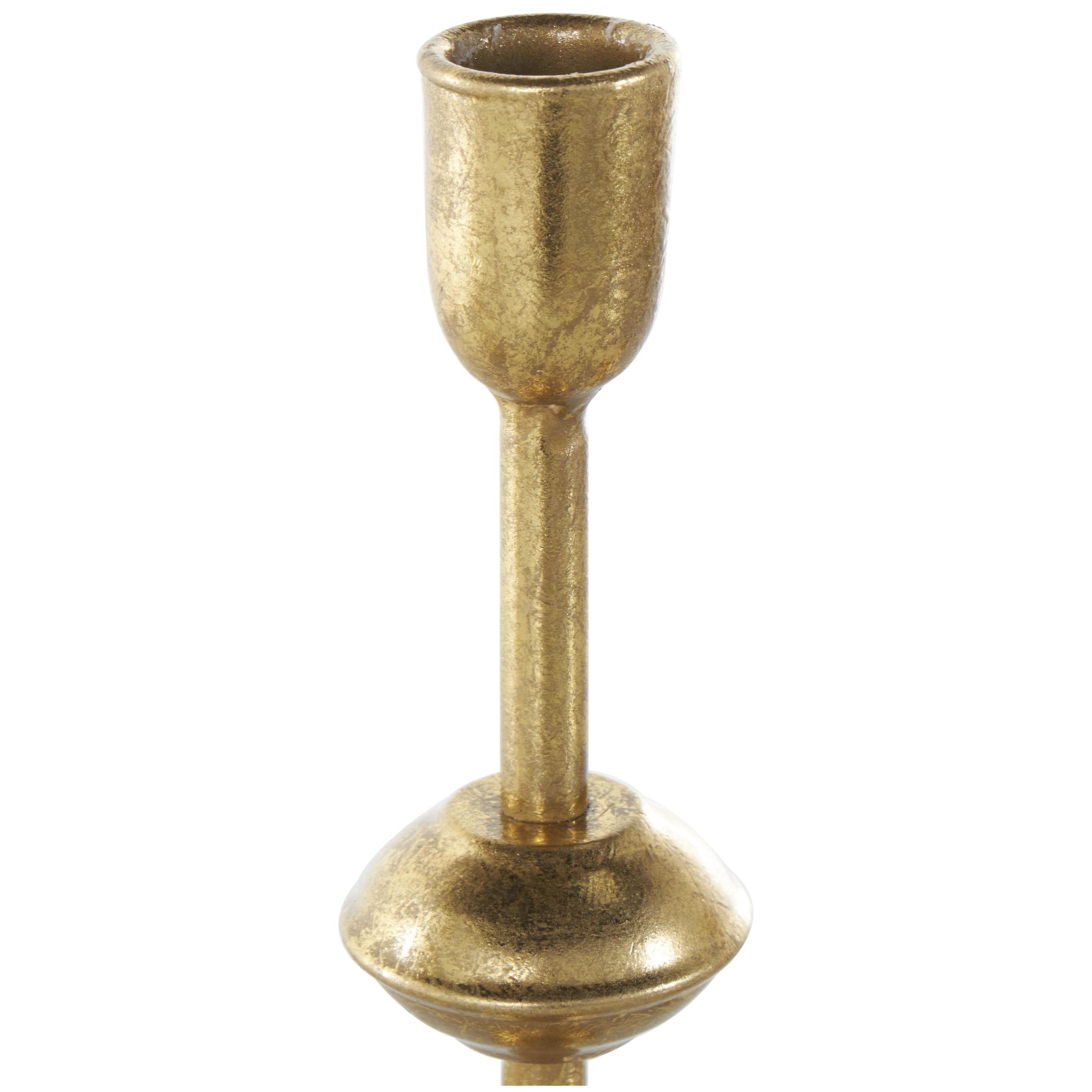 DecMode 3 Candle Gold Metal Slim Candle Holder with Floating Spheres, Set of 3