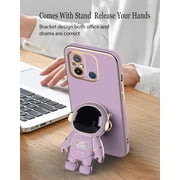 Compatible with Xiaomi Redmi 12C Case for Women Men, Ultra Soft Xiaomi Redmi 12C Phone Case with Stand Silicone TPU Plating Cute Astronaut Pattern Cases Cover (Green)