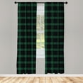 thumbnail image 2 of Ambesonne Buffalo Plaid Curtains, Scottish Christmas, Pair of 28"x84", Fern Green Charcoal Grey, 2 of 4
