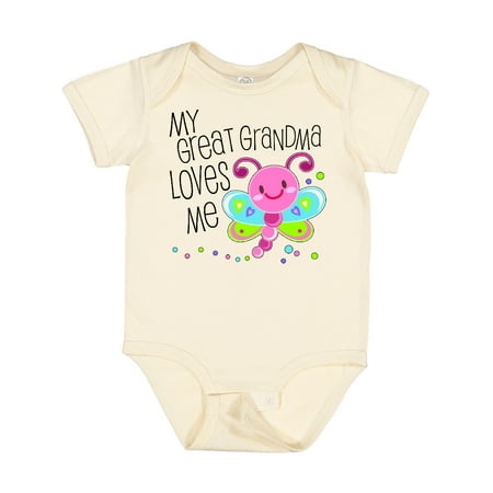 

Inktastic My Great Grandma Loves Me- Cute Dragonfly Gift Baby Boy or Baby Girl Bodysuit