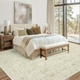 thumbnail image 2 of GlowSol 9'x12' Floral Area Rug Vintage Washable Rug Non-Slip Low Pile Farmhouse Distressed Carpet for Living Room Bedroom, Beige Camel, 2 of 8
