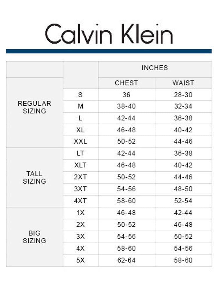 Calvin Klein Briefs Size Chart