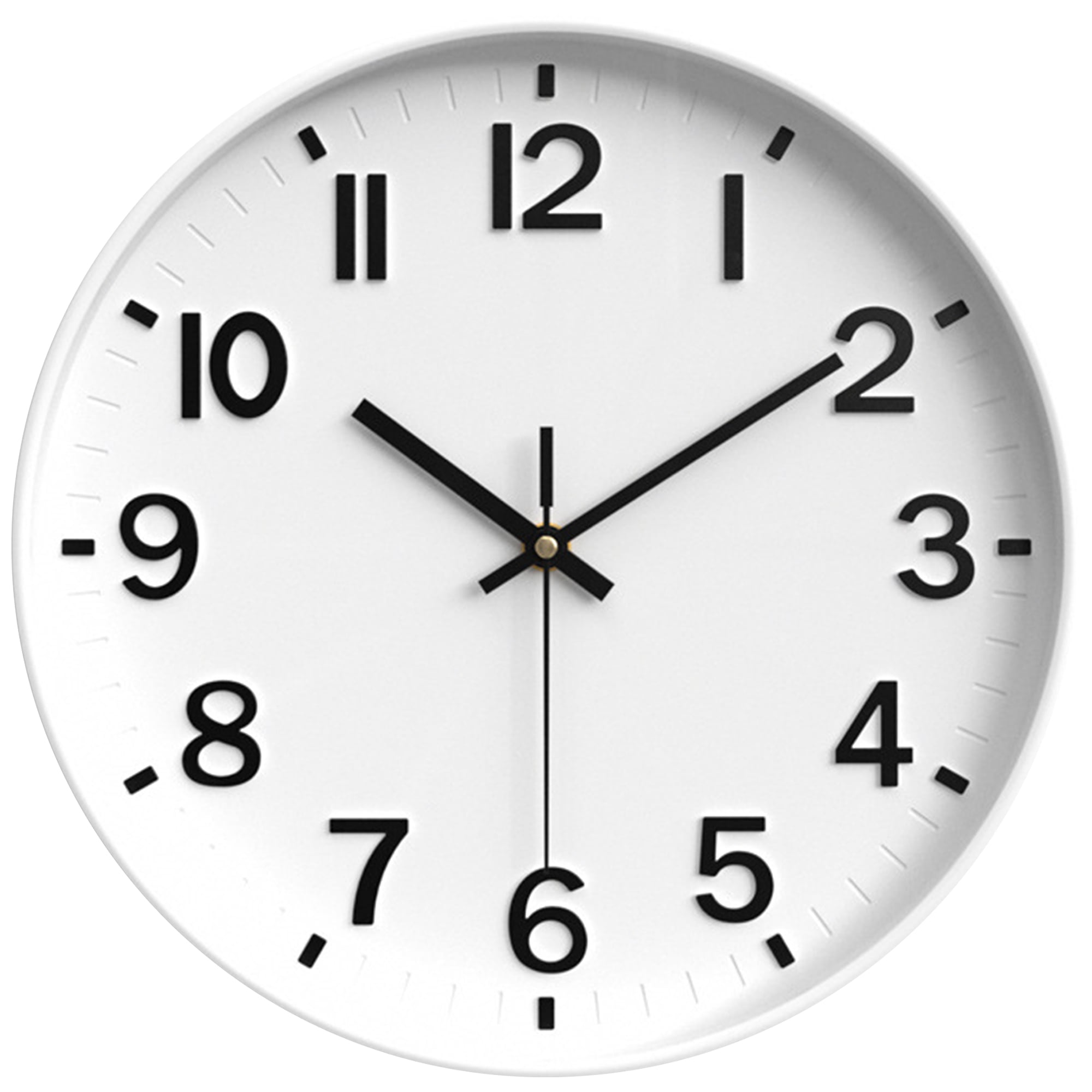 REGALWOVEN Simple Wall Clock, Big Arabic Numerals, Silent Non-Ticking Modern Battery Operated, Classic Decorative for Home White 12 x 12 x 1.6 Inch