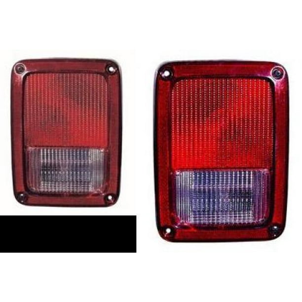 Go-Parts - PAIR/SET - OE Replacement for 2007 - 2015 Jeep Wrangler Rear  Tail Light Assemblies / Lens / Cover - Left & Right (Driver & Passenger)  Replacement For Jeep Wrangler 