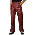 thumbnail image 4 of INSPIRE CHIC Pantalones de Cuero Sintético para Hombre, Ajuste Slim, Hip Hop Punk, Talla 30 Burdeos, 4 of 6
