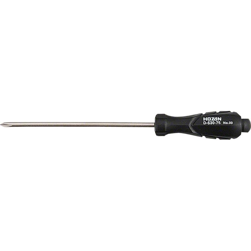Hozan JIS Screwdriver, 00 size tip, 75mm, Black, Model D53075