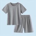 thumbnail image 2 of KPOPLK Boys Active Shorts Set - 2 Piece Dry Fit T-Shirt and Performance Gym Shorts - Activewear Clothing Set for Boys Size 2-3 Years,Grey, 2 of 4