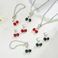 thumbnail image 5 of 8Pcs 2 Colors Cherry Jewelry Set Cherry Necklace Bracelet Fruit Dangle Stud Earrings Fashion Cherry Pendant Necklace Food Drop Earring Red Cherry Chain Bracelets Birthday Wedding, 5 of 7