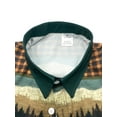 thumbnail image 3 of Men's Western Shirt Long Sleeve Embroidered Cowboy Casual Snap Button Shirt Green L, 3 of 6