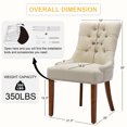 thumbnail image 4 of Foredo Linen Dining Chairs Set of 2, Modern Upholstered Dining Chairs with Solid Wood Legs, Country Tufted Dining Chairs for Dining Room Living Room, Beige, 4 of 9