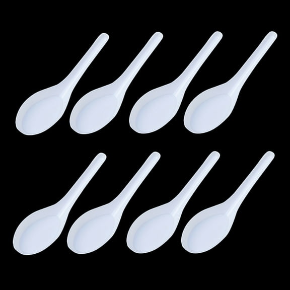 Sparsain 50Pcs Disposable Clear Plastic Soup Spoons for Home Kitchen Asian Soup Spoons (White)
