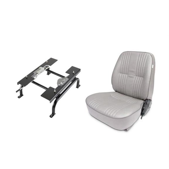 Procar 90 Driver Side Reclining Low Back Seat with Seat Mount, Gray Vinyl, One-Touch Recline/Backrest Release, Includes Hardware for Easy Installation