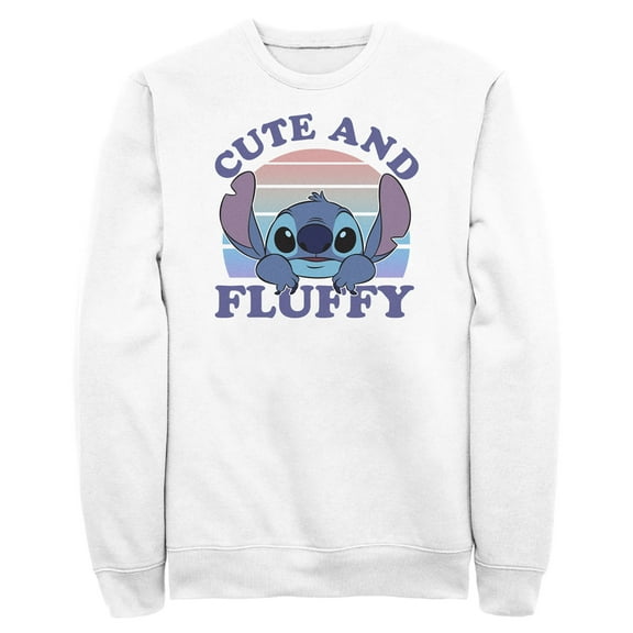 Men's Lilo & Stitch Cute and Fluffy  Sweatshirt White 2X Large