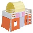 thumbnail image 6 of Twin Size Loft Bed with Tent and Tower and Three Pockets, Wooden Loft Beds Frame with Sturdy Construction & Unique Design, Wood High Loft Beds with Ladder(Orange, Twin), 6 of 9