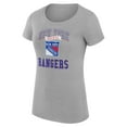 thumbnail image 2 of Women's G-III 4Her by Carl Banks Heather Gray New York Rangers Super-Slim Fit Lightweight Team Logo Graphic T-Shirt, 2 of 3
