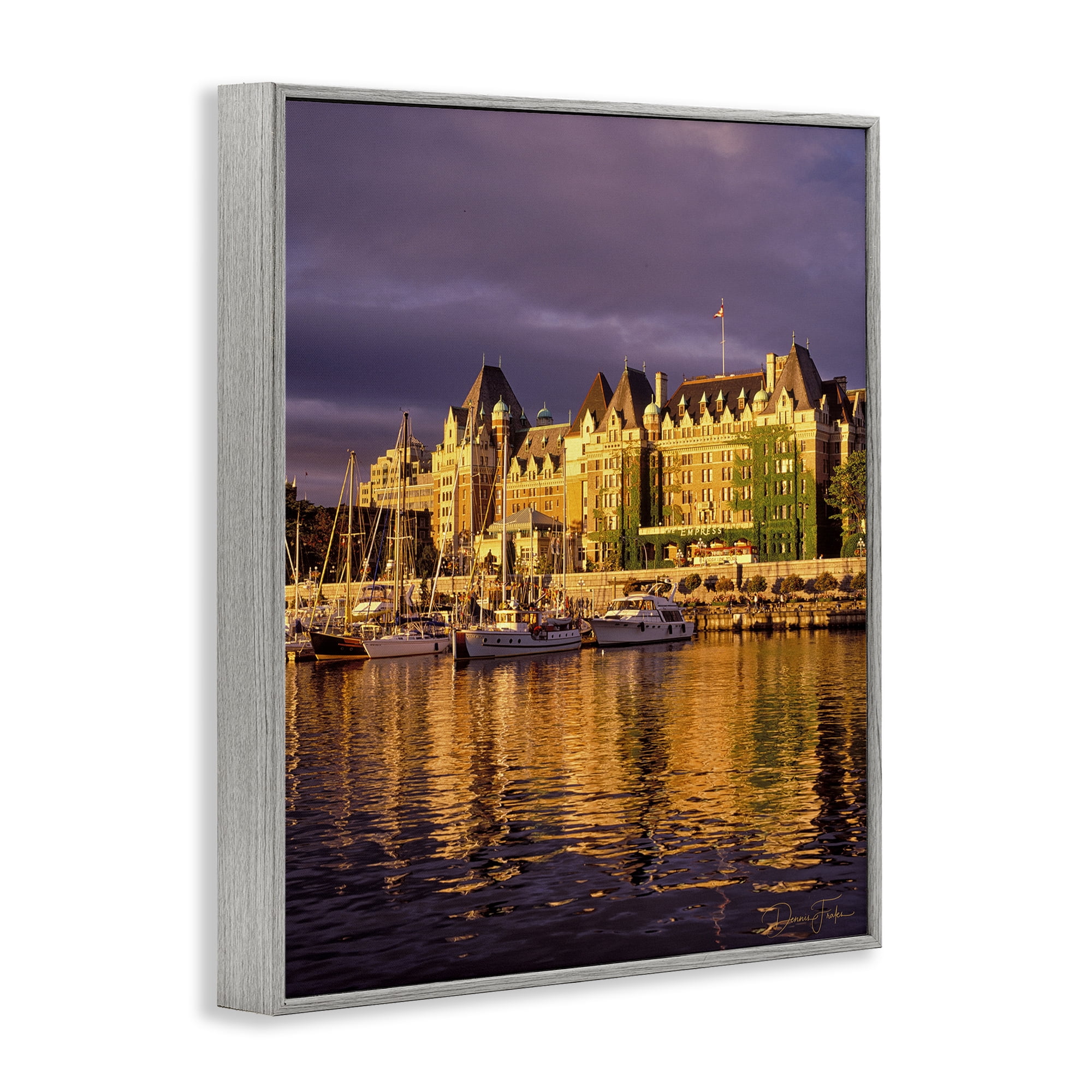 Stupell Industries City Boat Harbor Town & City Photography Gray Framed Art Print Wall Art, 11 x 14