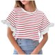 thumbnail image 1 of Tops de Cuello Redondo para las Mujeres Casual Color Sólido Hombro Manga Corta Suéter, Moda Ligera Blusa de Poliéster para Primavera Verano Diario, 1 of 5