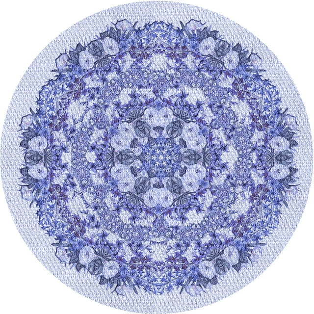Ahgly Company Tapis Rond Lavable en Machine Intérieur Transitionnel Bleu Céleste, 5 Pieds Rond