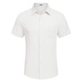 thumbnail image 4 of Camisa de lino de manga corta casual para hombre COOFANDY, blanca, 4 of 6