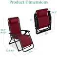 thumbnail image 2 of HYJY Oversized Zero Gravity Chair, Folding Outdoor Patio Recliner, XL Anti Gravity Lounger w/Removable Cushion, Cup Holder, Side Tray, 350lb Capacity - Burgundy, 2 of 8
