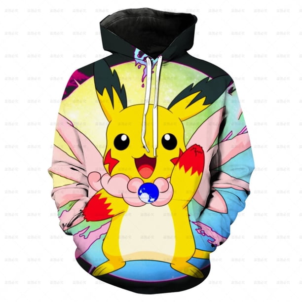 2022 otoño niños 3D dibujos animados Pokemon Sudadera con capucha para chico Casual 3D estampado niños moda Pokemon niños 4-14 años ropa con capucha 120 zhangyuxiang CONDUJO