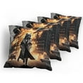 thumbnail image 5 of Ambesonne Cat Throw Pillow Cover 4 Pack, Cinematic Humorous Agent Kitty, 20", Pale Orange and Dark Grey, 5 of 7