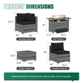 thumbnail image 6 of LazySunsets 8 Pieces Patio Conversation Set, Rattan Wicker Outdoor Sectionals with Fire Pit Table, Black/Gray, 6 of 9