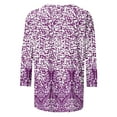 thumbnail image 5 of ICHUANYI Clearance Fashion Woman Round Neck 3/4Sleeve T-Shirt Printing Blouse Tops Sweatshirt(Purple, XL) ICHUANYI WER2023081400442, 5 of 5