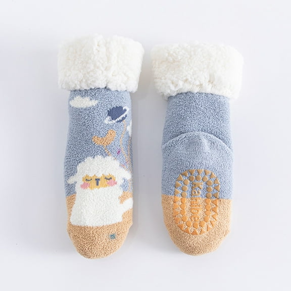 HuangHuanChen Fuzzy Socks Warm Socks Cartoon Little Socks (0-4 Years Old) Multicolor