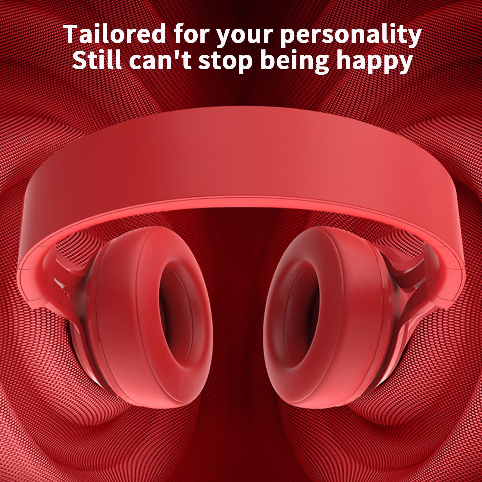 Bluetooth Headphones, Heavy Noise-canceling Headset Folding Retractable Sports Wireless Bluetooth Headset, Headphones for Women(Red)