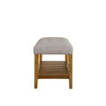 thumbnail image 4 of Hassch Wooden Shoe Bench Entryway 2-Tiers Bench with Upholstered Cushion, Light Gray, 4 of 5