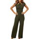 thumbnail image 5 of Gibobby pantalones holgados de oficina Mono casual de cintura alta para mujer con diseño de corte anudado y manga corta(Verdinegro， L), 5 of 5