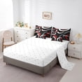 thumbnail image 3 of Erosebridal Black and White Red Bedding Sets Full Size, Abstract Line Comforter Sets with Sheets, Geometry Home Decor Lightweight 7pcs, 3 of 5