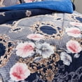 thumbnail image 3 of 3-Piece Floral Printed Sherpa-Backing Reversible Comforter Set Geometric Blue King, 3 of 5